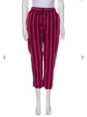 XiRENA Pink Striped Cropped Straight-Leg Drawstring Pants